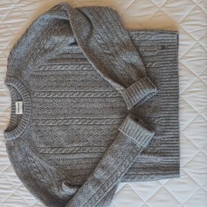 Sunday Best Light Gray Cable Knit Sweater ARITZIA